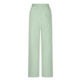 thumbnail image 5 of WIZUTIZ Work Pants Women Thin Stylish Loose Wide Leg Beach Pants Elastic Spandex High Waist Full Length Trousers Solid Drawstring with Pockets Straight Leg Slacks Pants for Lady Business Travel Green, 5 of 6