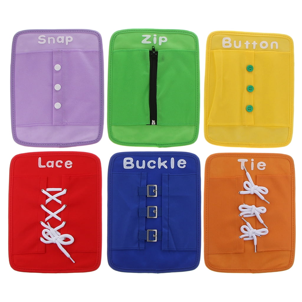 Learn Use Zip Button Snap Buckle Tie Lace Boards Kids Toddlers Practice Toys 