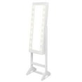 thumbnail image 1 of Giantex Jewelry Cabinet Box Armoire Organizer with 18 LED, Standing for Home Bedroom 16 Lipstick Holder 1 Inside Makeup Mirror Full Lights, Large Storage Mirrored Cabinets Jewelry Armoires (White), 1 of 8