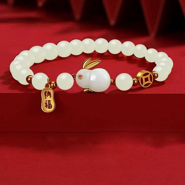 Handcrafted Chinese Lucky Rabbit Bracelet - Perfect for New Year Health & Protection, and Easter Gifts!