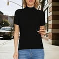 thumbnail image 4 of Yigetop Mock Neck Sweater Women Women's Short Sleeve Mock Neck Sweater Top Turtleneck Pullover Knit Shirt Women's Tops, Tees & Blouses Black 2XL, 4 of 8