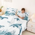 thumbnail image 3 of Erosebridal Cute Whale Kawaii Turtle Bed Sheets,Underwater World Watercolor Coral King Sheets For Boys Teens 4pcs, 3 of 6