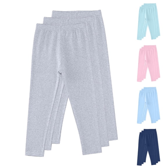 Bixock Toddle Girls Leggings Pants,Casual Pants for Girls,Solid Color Cotton Leggings Stretch Casual Pants 3 Pack Pants Long Pants