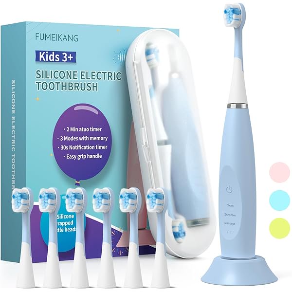 wonima02 Kids Electric Toothbrushes Sonic Rechargeable Tooth Brush Gifts for Boys and Girls Smart Timer Power Toothbrush - Blue 3 4 5 6 7 8 9 10 11 12 (Blue)