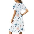 thumbnail image 4 of UVN Summer Dresses for Women Short Sleeve V Neck A-Line Midi Dress Boho Beach Floral Print Sundress, 4 of 8