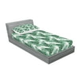 thumbnail image 2 of Ambesonne Leaf Fitted Sheet & Pillow Sham Set, Palm Mango Banana Tree, Twin, Forest Green, 2 of 2