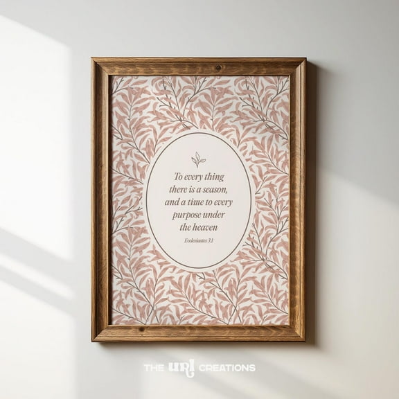 Ecclesiastes 3:1 Christian Wall Art Pink, Vintage Bible Verse Wall Art Print, Preppy Farmhouse Decor, Cottagecore Home Decor, Scripture Art Wall Art, Modern Wall Decor, 8x12 UNFRAMED