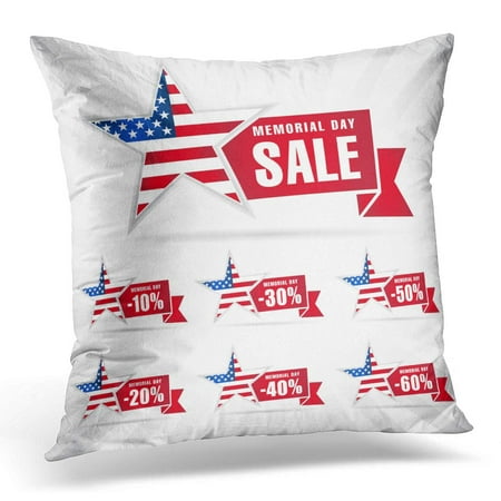 ECCOT Annual Advertisement Memorial Day Sale Labels USA American Big Pillowcase Pillow Cover Cushion Case 16x16 (Best Memorial Day Furniture Sales 2019)