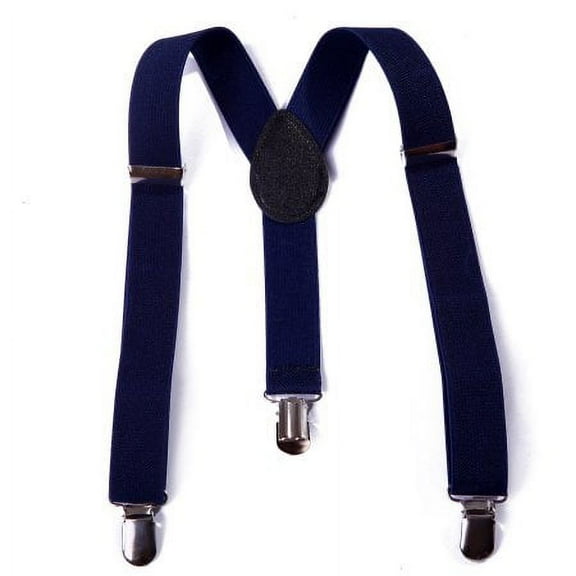 Navy Blue Kids Boys Solid Color Adjustable Elastic Y Back Clip Suspenders Toddler