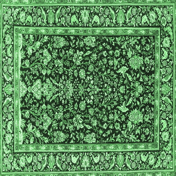 Ahgly Company Indoor Square Persian Emerald Green Traditional Area Rugs, 8' Square
