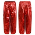 thumbnail image 5 of Aislor Girls Shiny Metallic Dance Pants Festival Party Pants Disco Loose Harem Trousers Red 14-15, 5 of 7