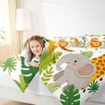 thumbnail image 3 of Castle Fairy Cute Watercolor Jungle Lion Giraffe Elephant 7-Piece Twin Bedding,Cartoon Animal Bedding Comforter Set,Green Brown White,Reversible, 3 of 7