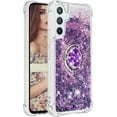 thumbnail image 3 of Glitter Clear Sparkly Bling Case for Samsung Galaxy A54 5G for Women Girls, Flowing Liquid Quicksand Cover with Diamond Ring Holder Case for Samsung Galaxy A54 5G  Purple, 3 of 14