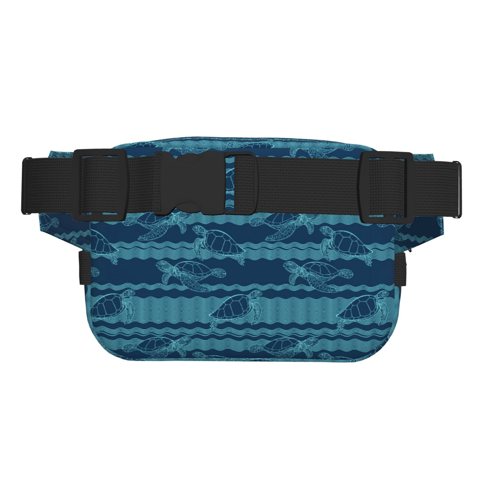 Picia Turtles and Waves Print Square Double-Layer Waist Bag Mini Adjustable Waist Belt Bag Exercise Running Travel Hiking