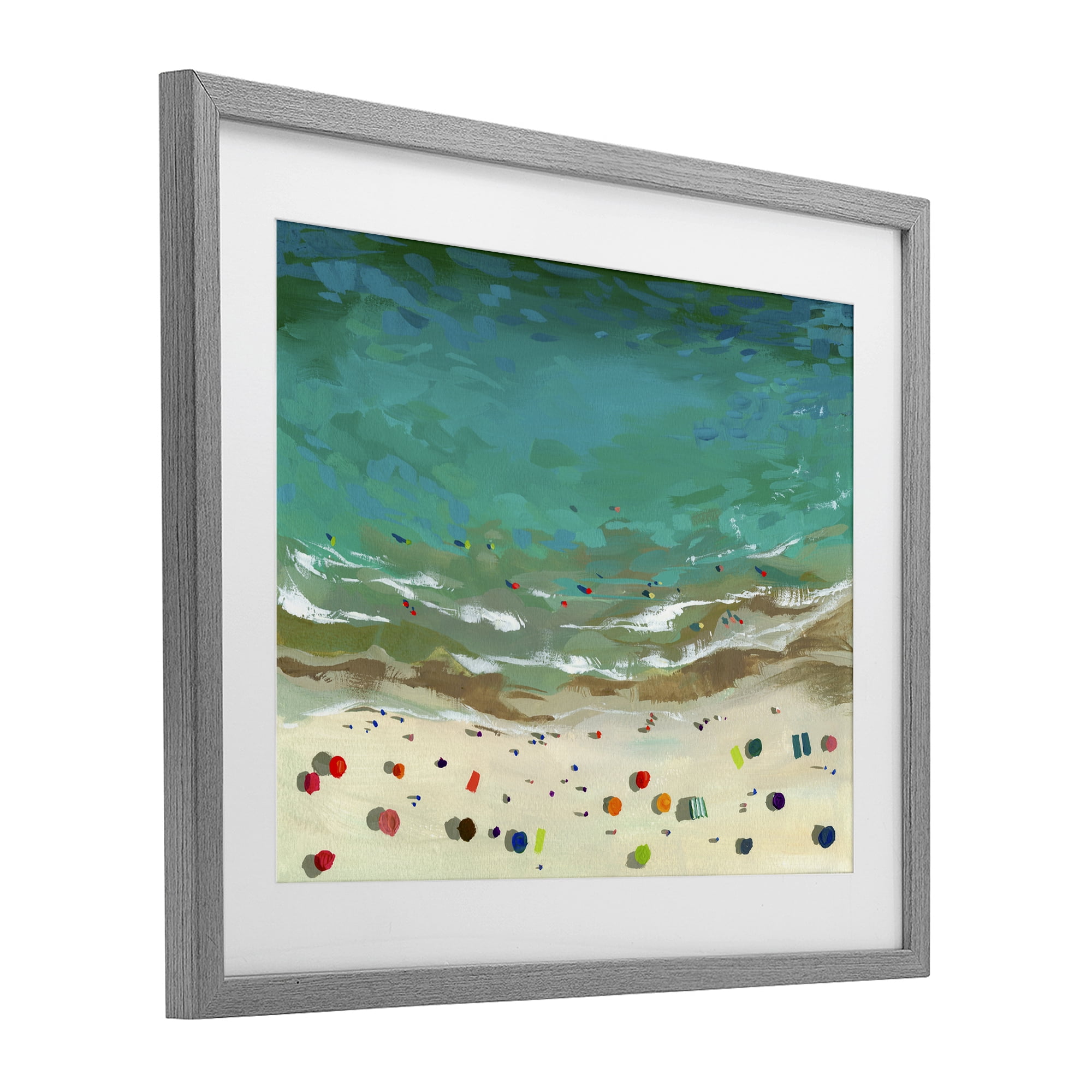 Stupell Industries Aerial Turquoise Shoreline Gray Framed Print Under Glass, design by Brook Page
