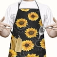 thumbnail image 2 of Black Sunflower Gray Petal Pattern Apron-Garden Aprons for Women with Pockets-Cotton Linen Waterproof Kitchen Cooking Gardening Aprons Adjustable for Kitchen,Cooking,BBQ and Salon 33x27 Inch, 2 of 7
