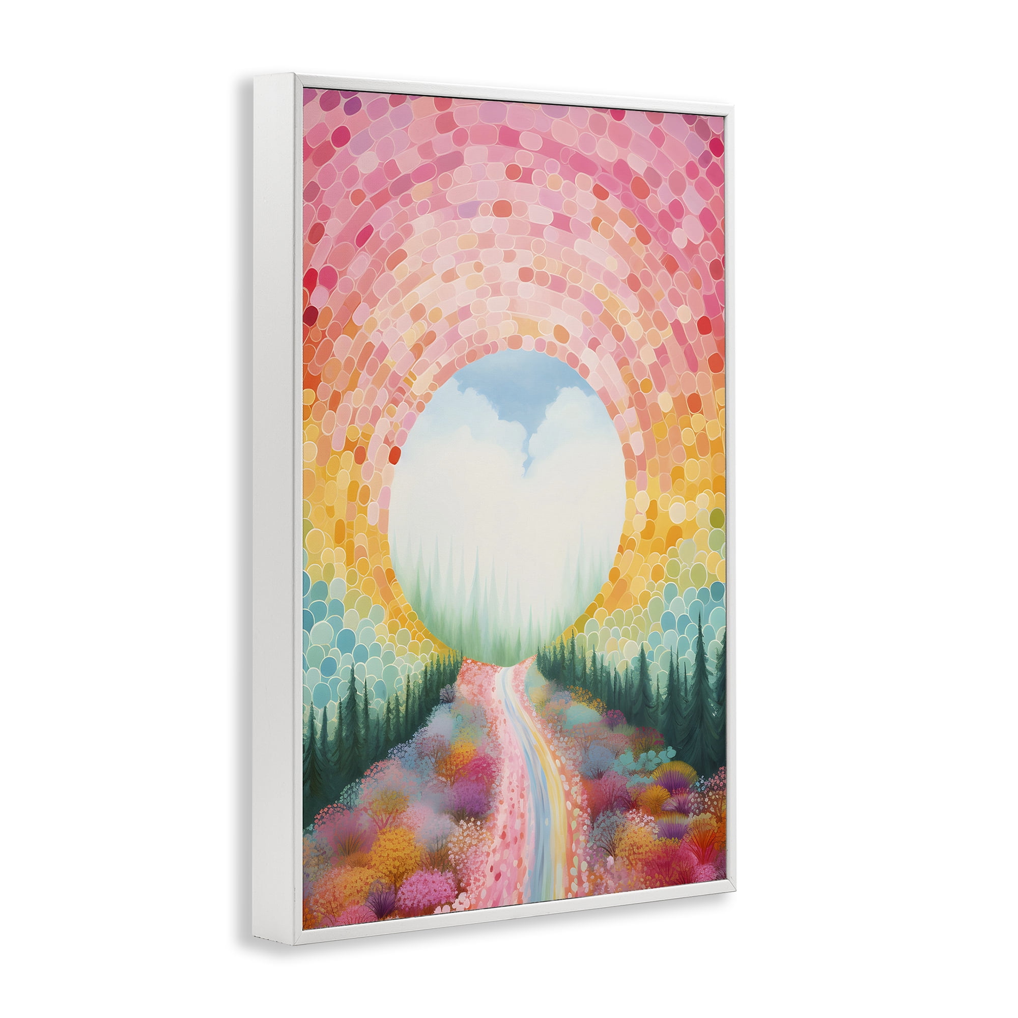 Stupell Industries Geometric Road Path Landscape Painting White Framed Art Print Wall Art, 16 x 24