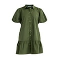thumbnail image 3 of Free Assembly Women’s and Women's Plus Cotton Ruffle Mini Dress with Puff Sleeves, Sizes XS-4X, 3 of 5