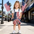 thumbnail image 2 of Tisuna Kids Denim Patriotic Overalls Star Striped Print Sleeveless Jumpsuit Shorts Boys And Girls July 4Th Anniversary 250 Years Celebration Graphic Romper Navy Size 6-7 Years, 2 of 7