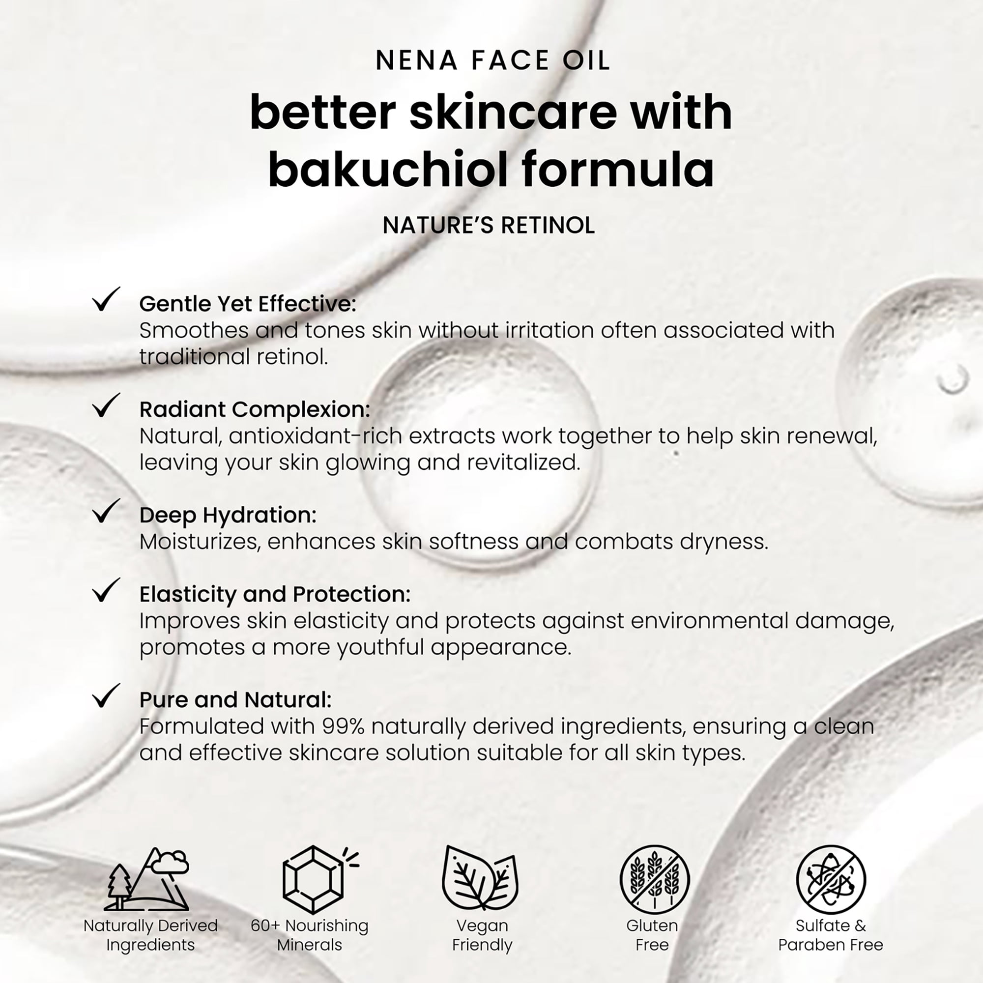 NENA Skincare Face Oil, Bakuchiol and Vitamin E Oil, 0.95 oz