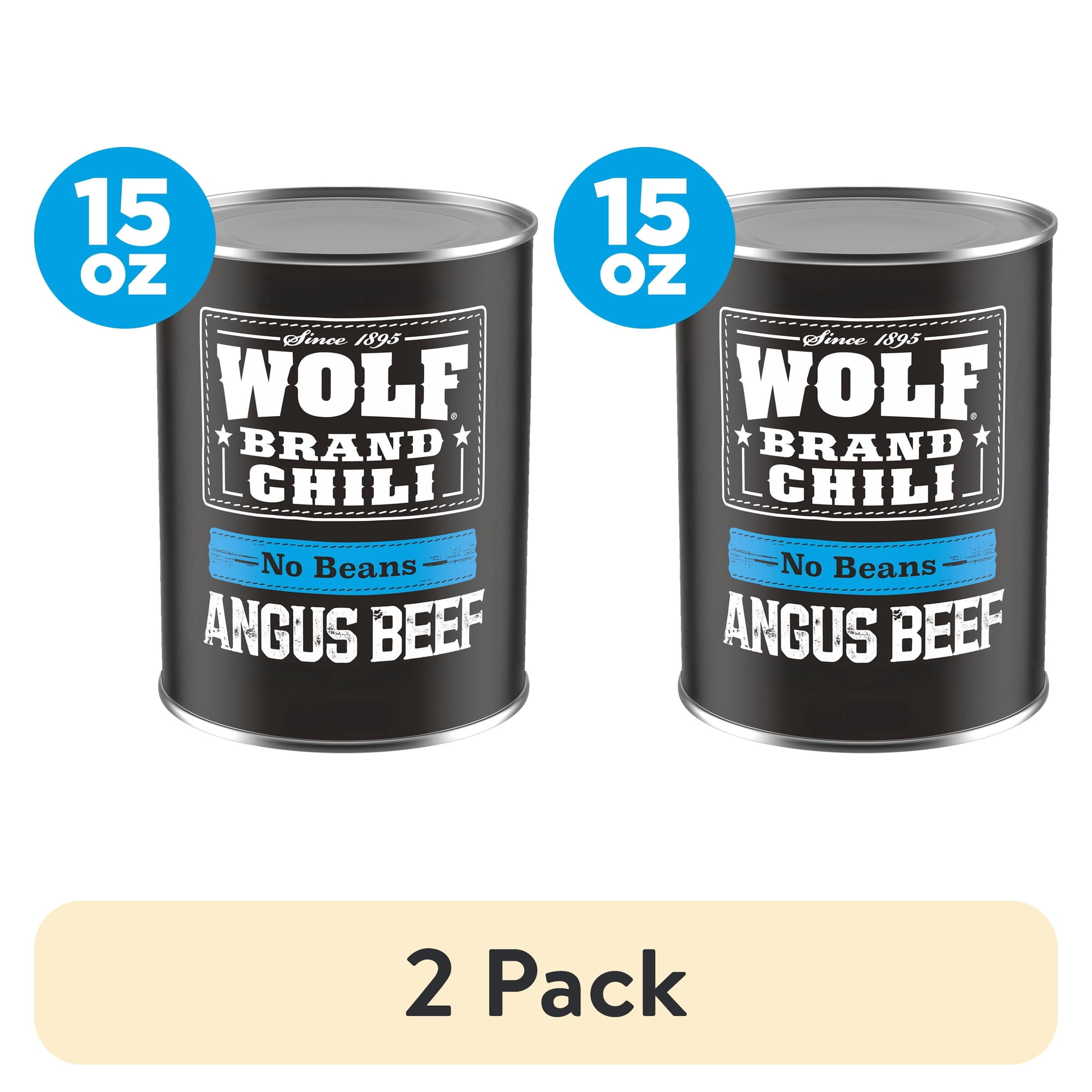 (2 pack) Wolf Brand Angus No Beans Chili, 34g Protein Per Serving, 15 oz. Can