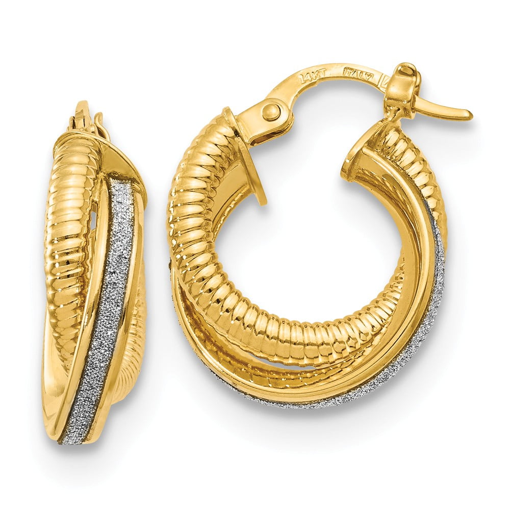 Details about Leslie's Real 14kt Polished Glimmer Glitter Infused Hoop Earrings Details about Leslie's Real 14kt Polished Glimmer Glitter Infused Hoop Earrings
