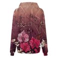 thumbnail image 4 of Women's Fall And Winter Printed Pullover Hooded Sweatshirt Long Sleeve Fashion Retro Floral Print Sweatshirt Drawstring Hoodie for Casual Outdoor Wear,Wine,2XL, 4 of 6