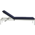 thumbnail image 3 of Shore Outdoor Patio Aluminum Chaise with Cushions Silver Navy, 3 of 5