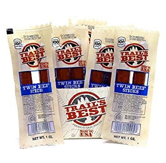 Trail's Best Twin Beef Jerky Sticks. Pack of 20 in Each Box. Perfect On the Go Protein Snack