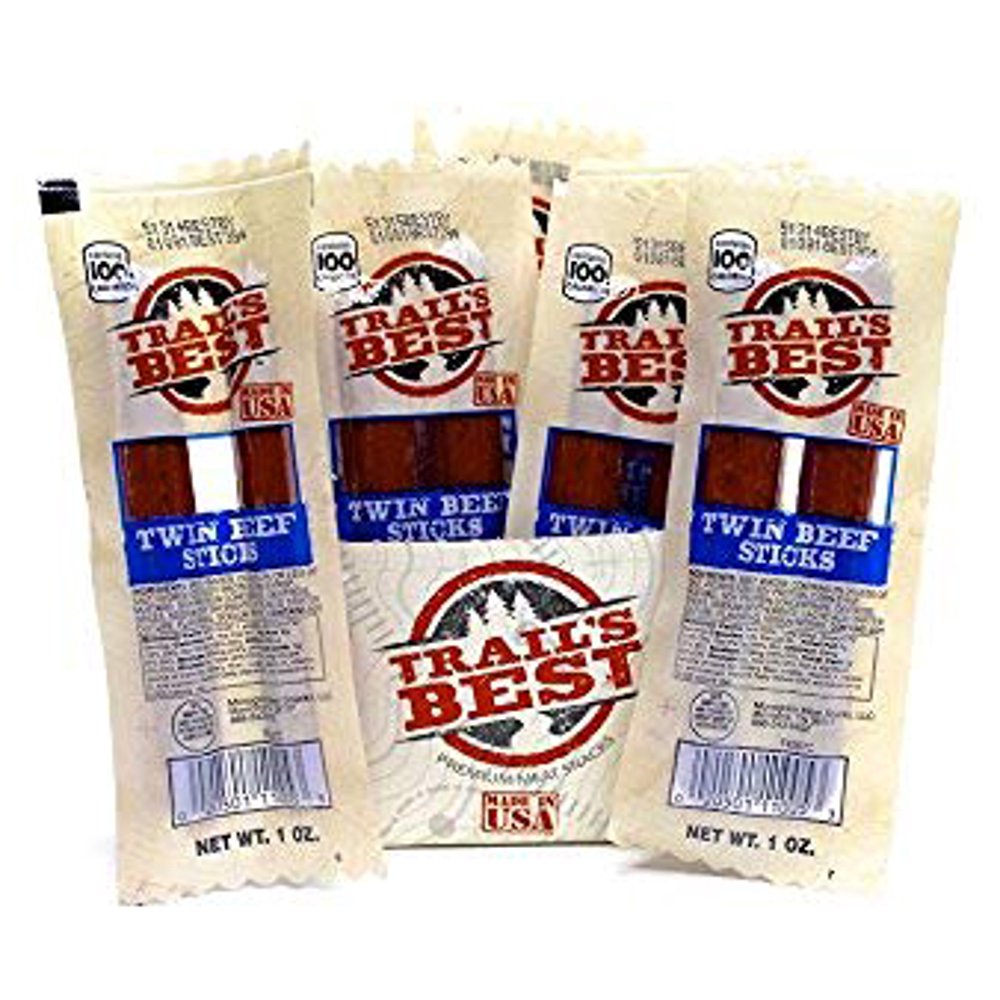 Trail's Best Twin Beef Jerky Sticks. Pack of 20 in Each Box. Perfect On