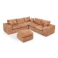 thumbnail image 2 of 107" Modern Boucle L-Shaped Sectional Sofa with Moveable Ottoman for Living Room, Comfy Cloud Couch with Pillows, Diy Combination (Orange), 2 of 10