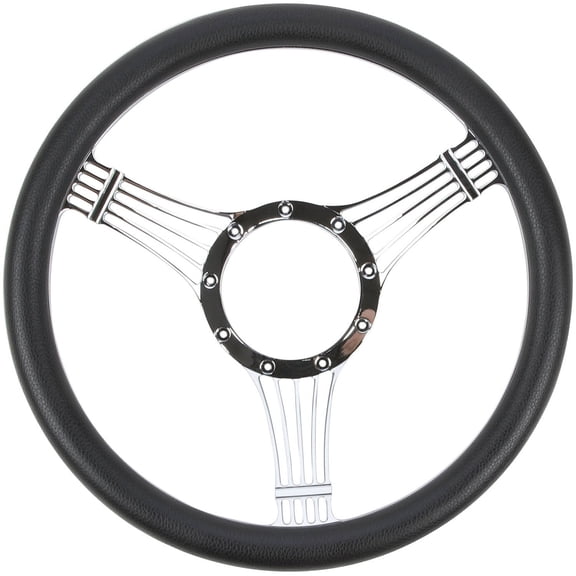 JEGS Chrome-Plated Billet Aluminum 14 in. Steering Wheel [Strings Spoke Design]