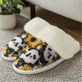 thumbnail image 4 of Chririnla Cartoon Panda Print Cotton Slippers with Fur Edges House Slippers for Women Winter Home Shoes with Fur Edges Fit Winter Home, 4 of 7