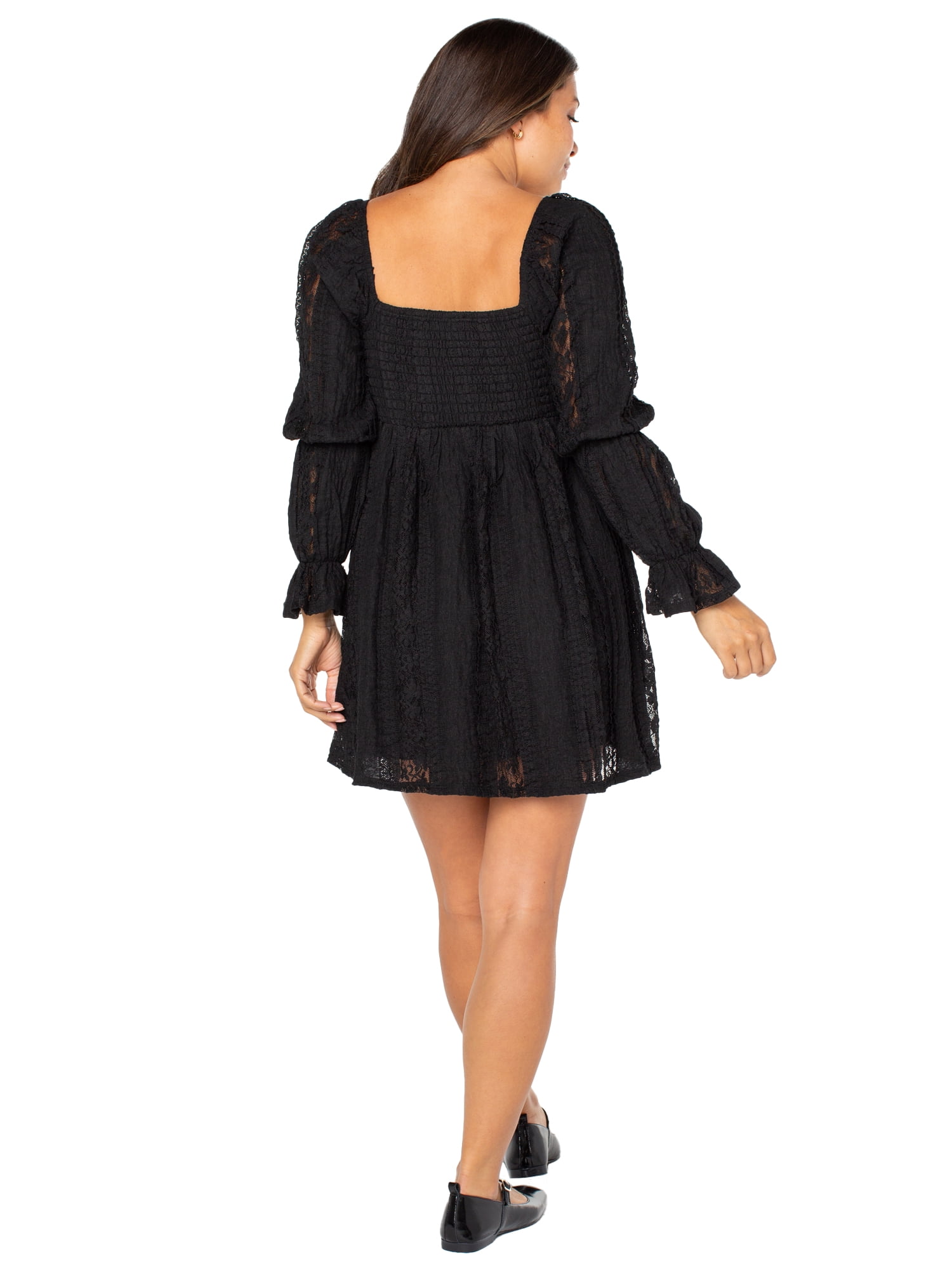 Celebrity Pink Women's and Women's Plus Long Sleeve Lace Mini Dress, Sizes XS-4X