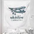 thumbnail image 1 of Saying Tapestry, Vintage Airplane with Typography Aviation and Adventure Theme Print, Fabric Wall Hanging Decor for Bedroom Living Room Dorm, 5 Sizes, Dark Petrol Blue and White, by Ambesonne, 1 of 1