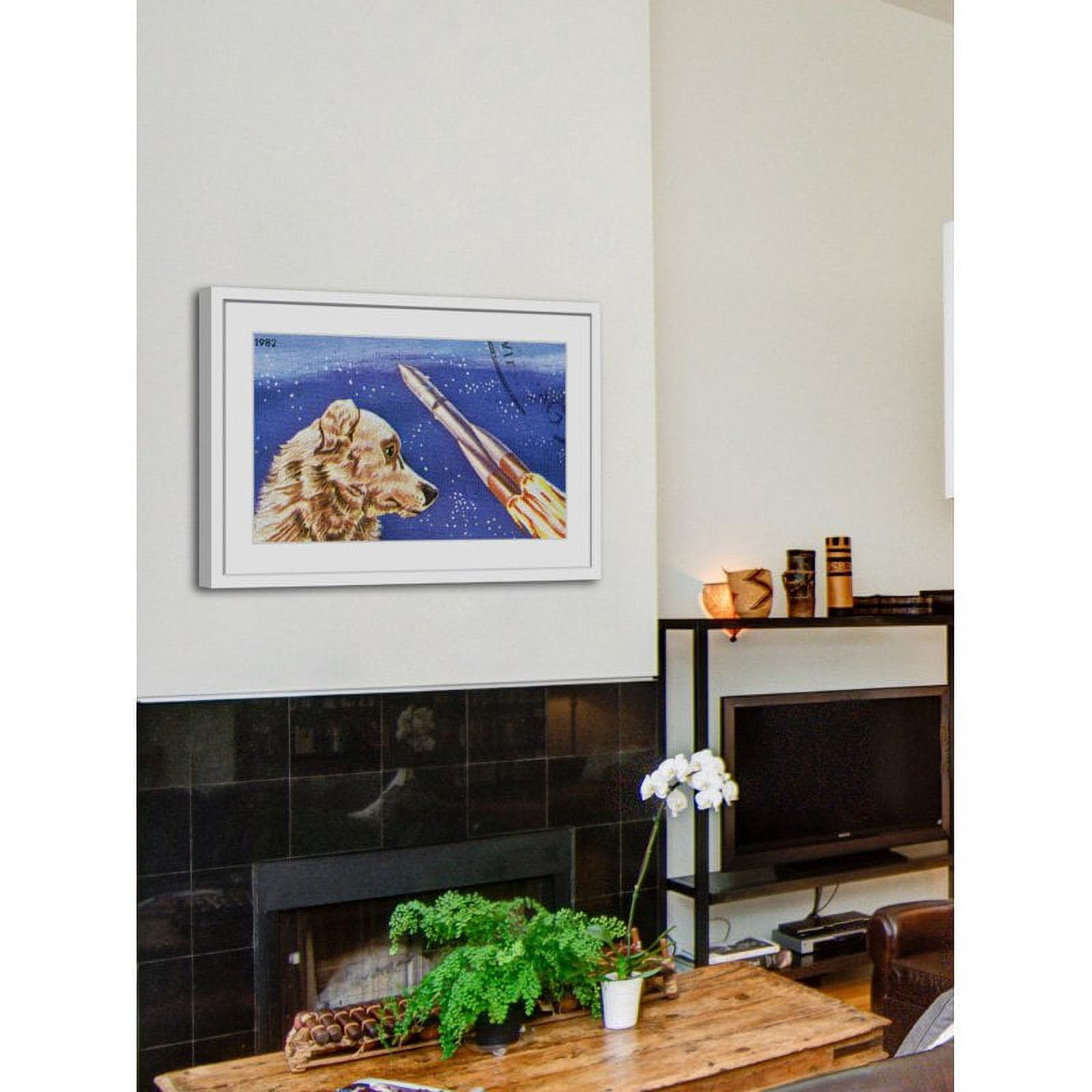 "Dog Watches Takeoff" Framed Painting Print