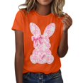 thumbnail image 1 of Flash Deal! T-Shirt Décontracté Imprimé Lapin de Pâques pour Femmes T-Shirt Imprimé Lapin Mignon de Pâques Col Rond Manches Courtes Décontracté en Solde Orange m, 1 of 5