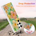 thumbnail image 3 of Case for Samsung Galaxy S22 Ultra, Colorful Retro Oil Painting Print Flowers Laser Glossy Cute Exquisite Floral Blossom Phone Cover Stylish Durable TPU Protective Case for Girls Women - Green, 3 of 17