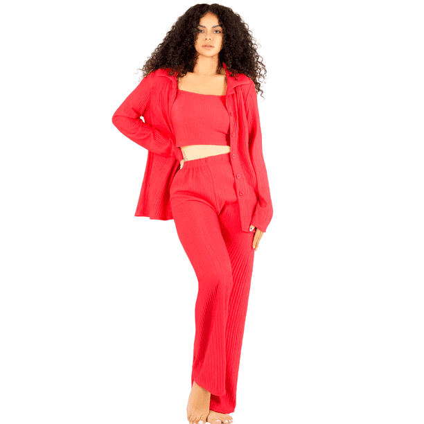 Conjunto Pijama 3 Piezas Pantalón Top Camison Mujer