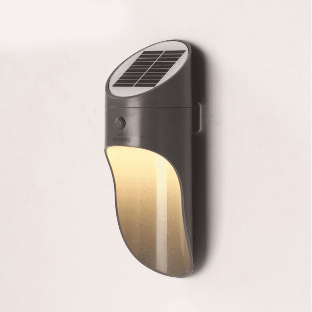 Lámpara solar Villa de jardín al aire libre luz decorativa luz solar de pared al aire libre impermeable LED luz de jardín inducción del cuerpo humano luz de balcón lámpara de calle, Concha gris, luz b