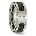 thumbnail image 5 of Chisel Titanium Brushed and Polished Black IP-plated Cable 1/20 Carat Diamond 10mm Band, 5 of 8
