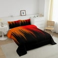 thumbnail image 2 of Orange Red Black Comforter Set Full Abstract Gradient Stripes Bedding Set ,Vintage Ombre Striped Lines Geometric Down Comforter,Stripe Modern Style Quilt Simple Room Decor, 2 of 6
