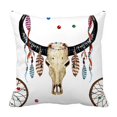 thumbnail image 1 of Funda de almohada ABPHQTO Acuarela Búfalo Calavera Pluma 45x45 cm, 1 of 1