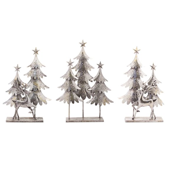Christmas Tree and Deer Tabletop Decorations - 13.75" - Set of 3