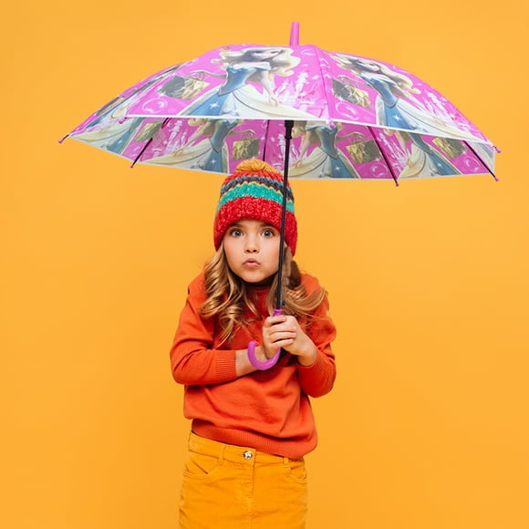 Paraguas Infantil con Mecanismo Semiautomático Incluye Silbato Color Fucsia Claro