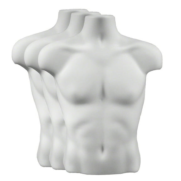 Torso Form - Male, Case of 3, White