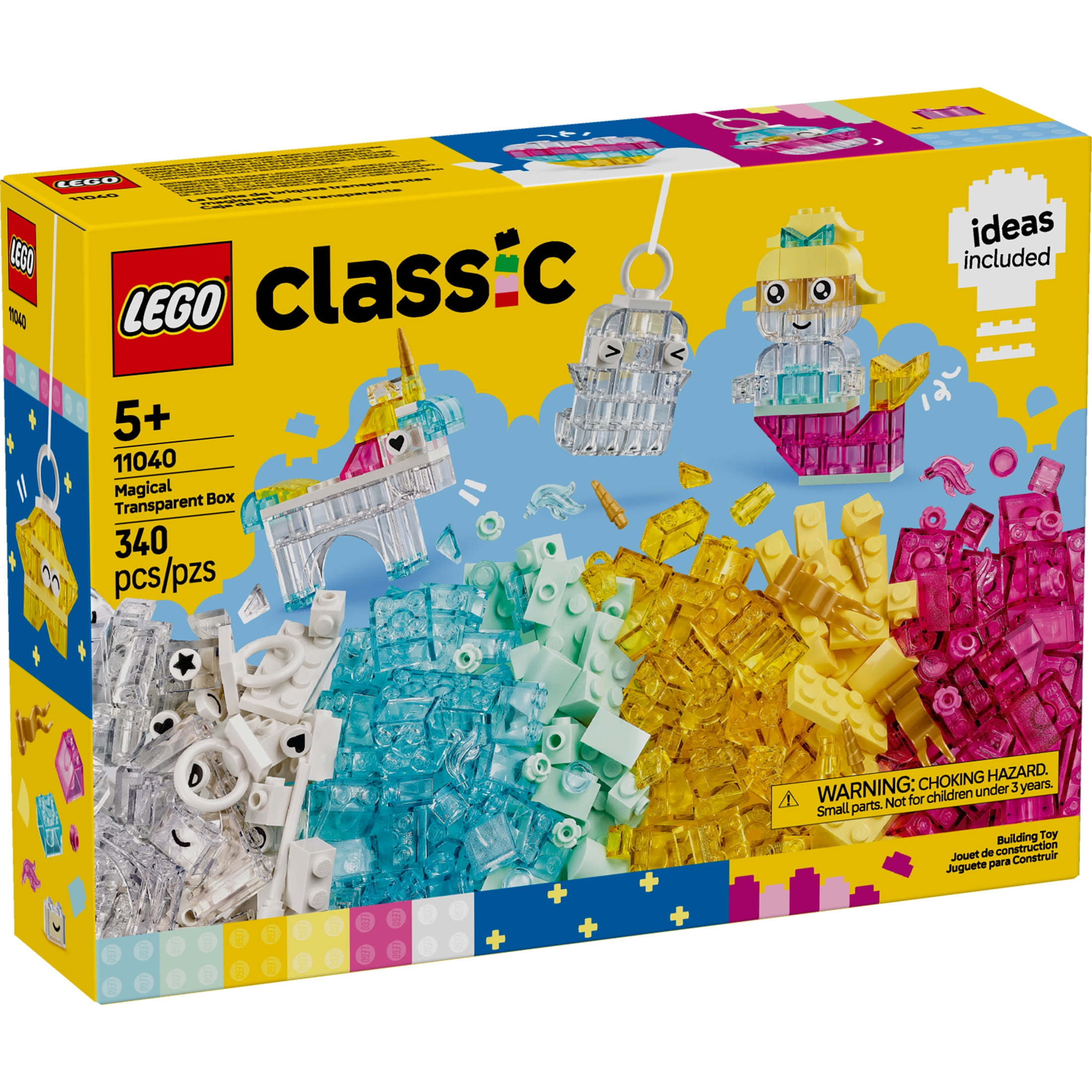 LEGO Classic Magical Transparent Box - Preschool Learning Toy for Boys and Girls, Ages 5+ - Easter Basket Stuffer - Beginner Construction Set - Colorful Building Bricks Toy - 11040