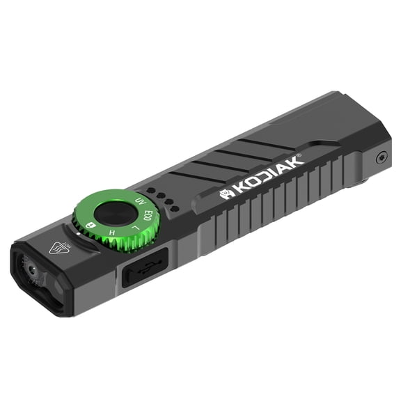 Kodiak Krux 1200-Lumen LED Work Light, USB-C Rechargeable Portable Flashlight with Red Laser, Black/Green