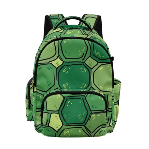 FKELYI Kids Backpack for Boys 17 Inch School Backpacks Spacious Bookbag with Multi-Pockets Green Turtle Shell Print Lightweight Casual Daypack for Elementary Student
