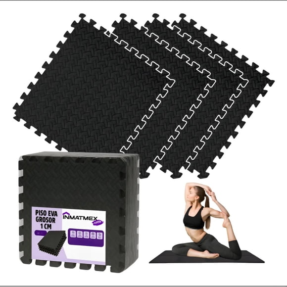 TAPETE ENTRELAZABLE PARA GYM EN CASA PISO PARA GYM 4PZ DE 1CM GROSOR